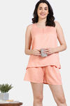 Zivame Checkered Sheen Woven Shorts Set - Pink Sand — thumbnail 1